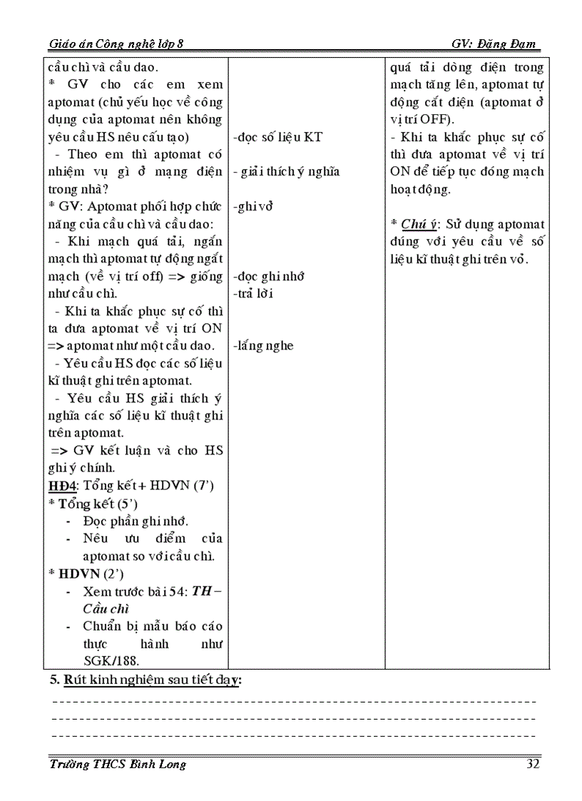 image for page Giáo án công nghệ 8 3 cột Phần điện 08 09
