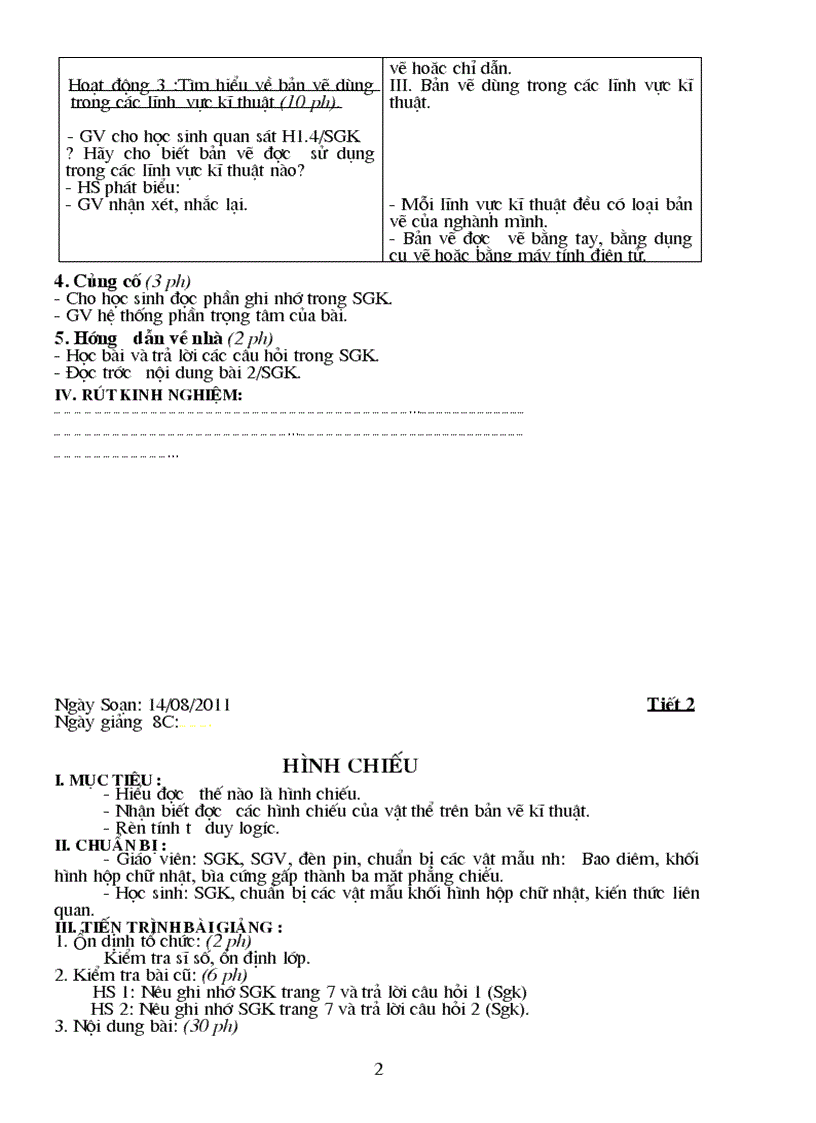 image for page Giáo án Công Nghệ 8 Chuẩn KT