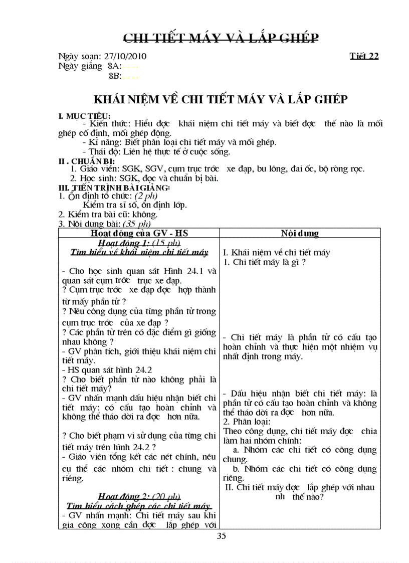 image for page Giáo án Công Nghệ 8 Chuẩn KT
