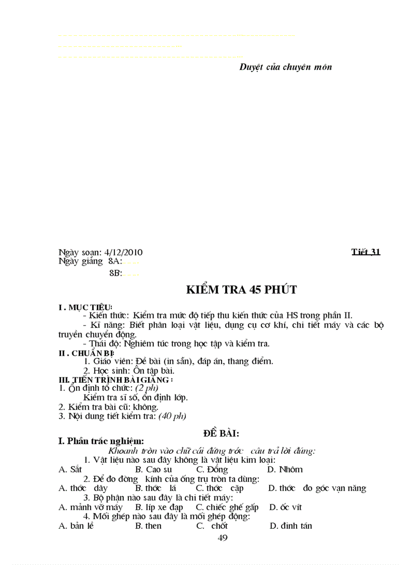 image for page Giáo án Công Nghệ 8 Chuẩn KT