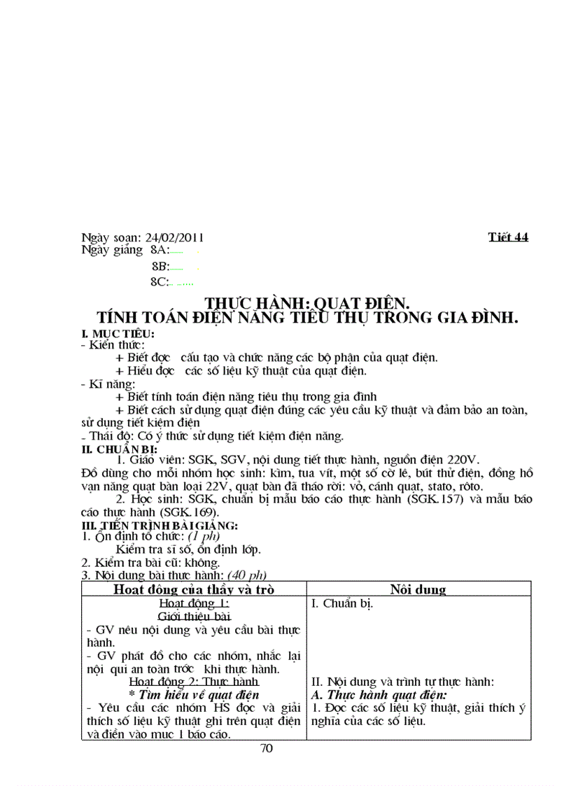 image for page Giáo án Công Nghệ 8 Chuẩn KT