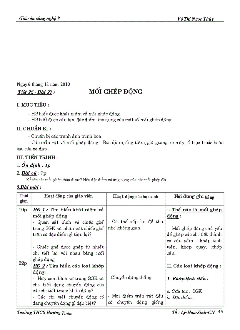 image for page Giáo án Công nghệ 8 HK1 CKTKN