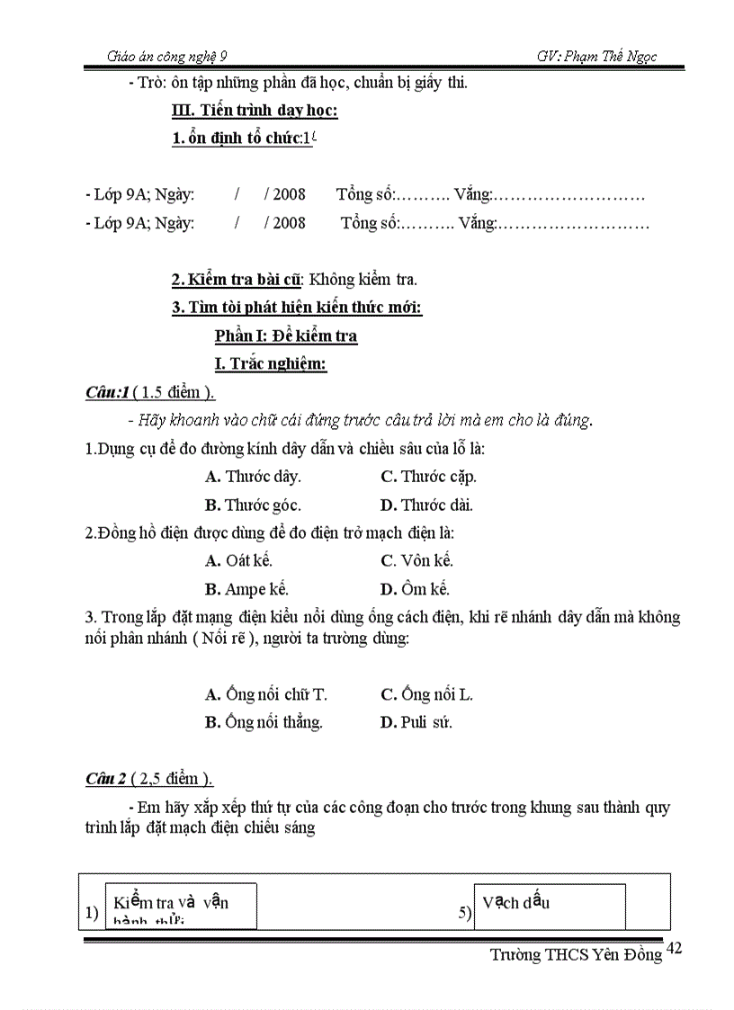 image for page Giáo án Công nghệ 8 học kỳ 1
