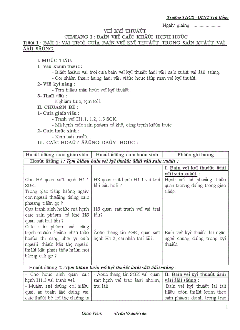 image for page Giáo án Công nghệ 8 năm 08 09