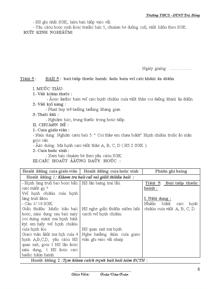 image for page Giáo án Công nghệ 8 năm 08 09