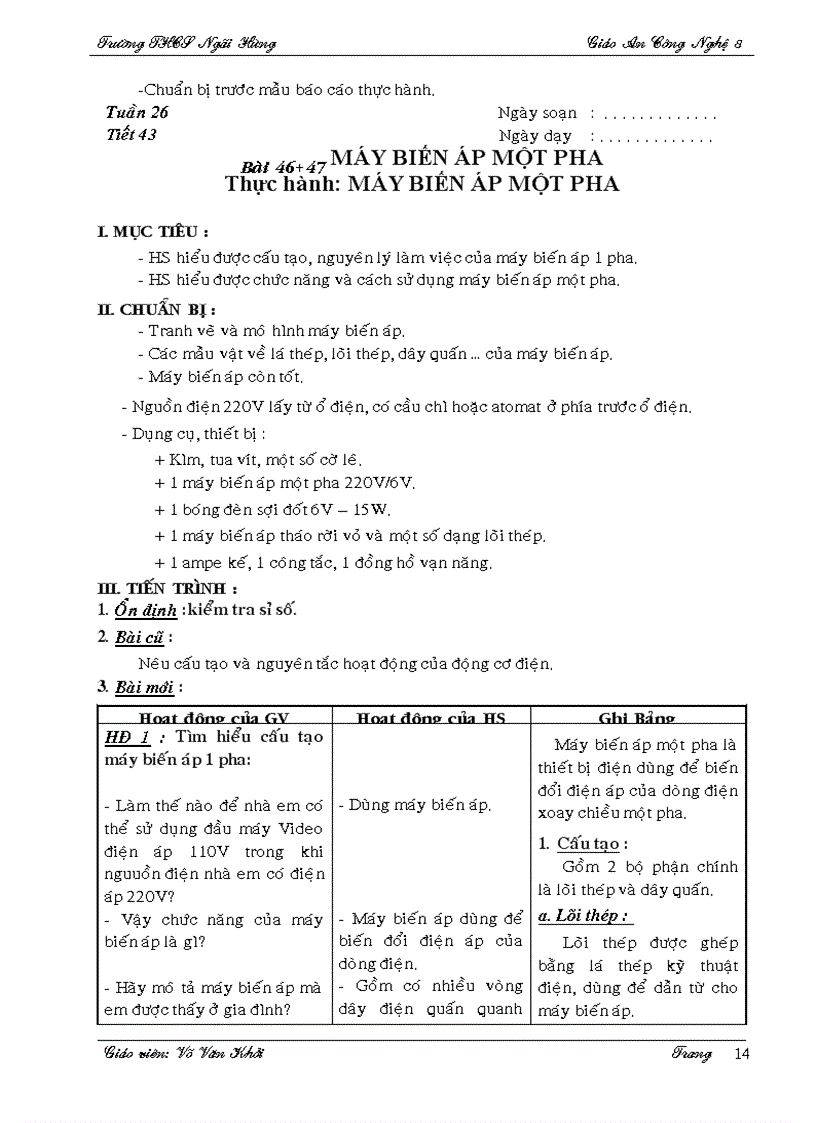 image for page Giáo an cong nghe 8 theo ppct moi