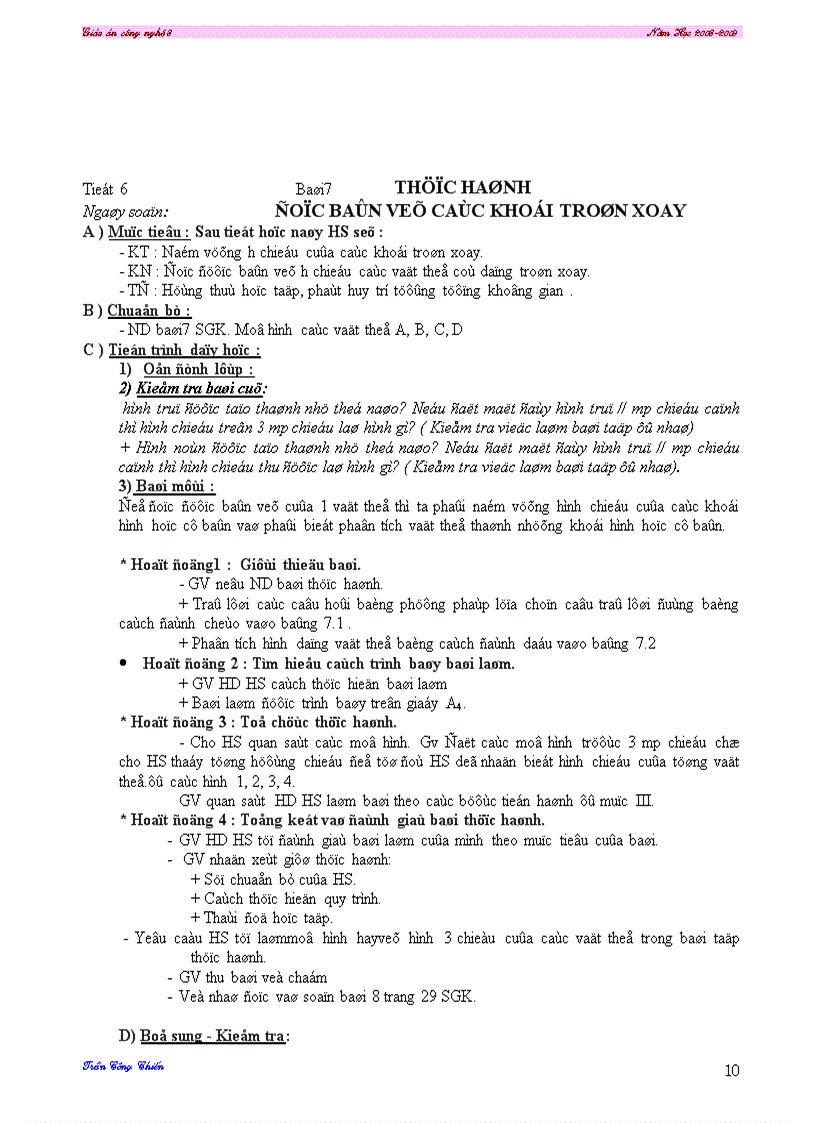 image for page Giáo án công nghệ 8 trọn bộ 08 09