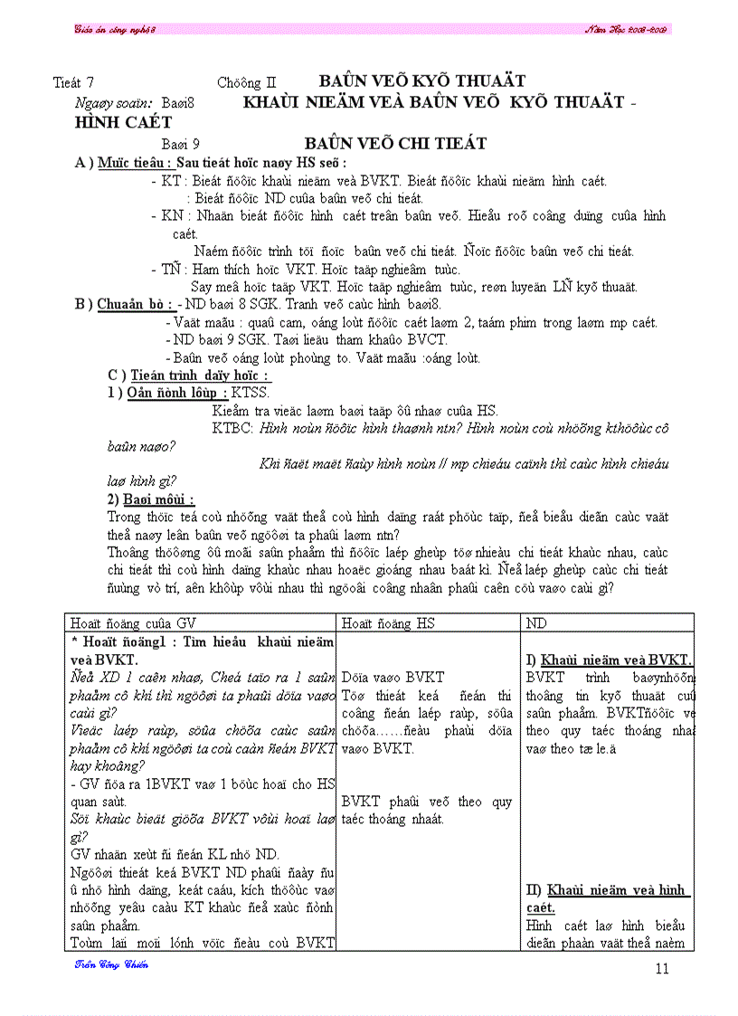 image for page Giáo án công nghệ 8 trọn bộ 08 09