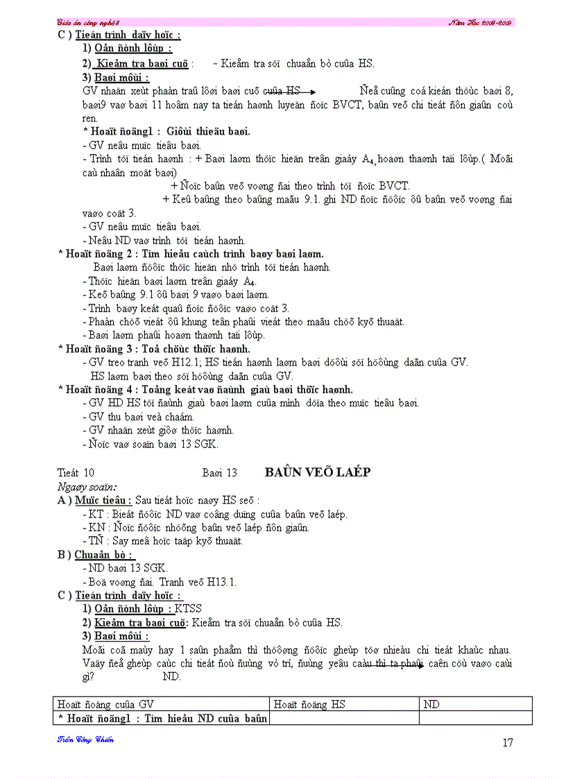 image for page Giáo án công nghệ 8 trọn bộ 08 09