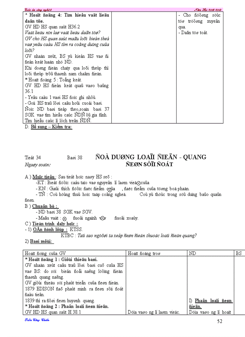 image for page Giáo án công nghệ 8 trọn bộ 08 09