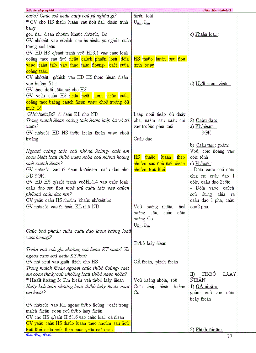 image for page Giáo án công nghệ 8 trọn bộ 08 09