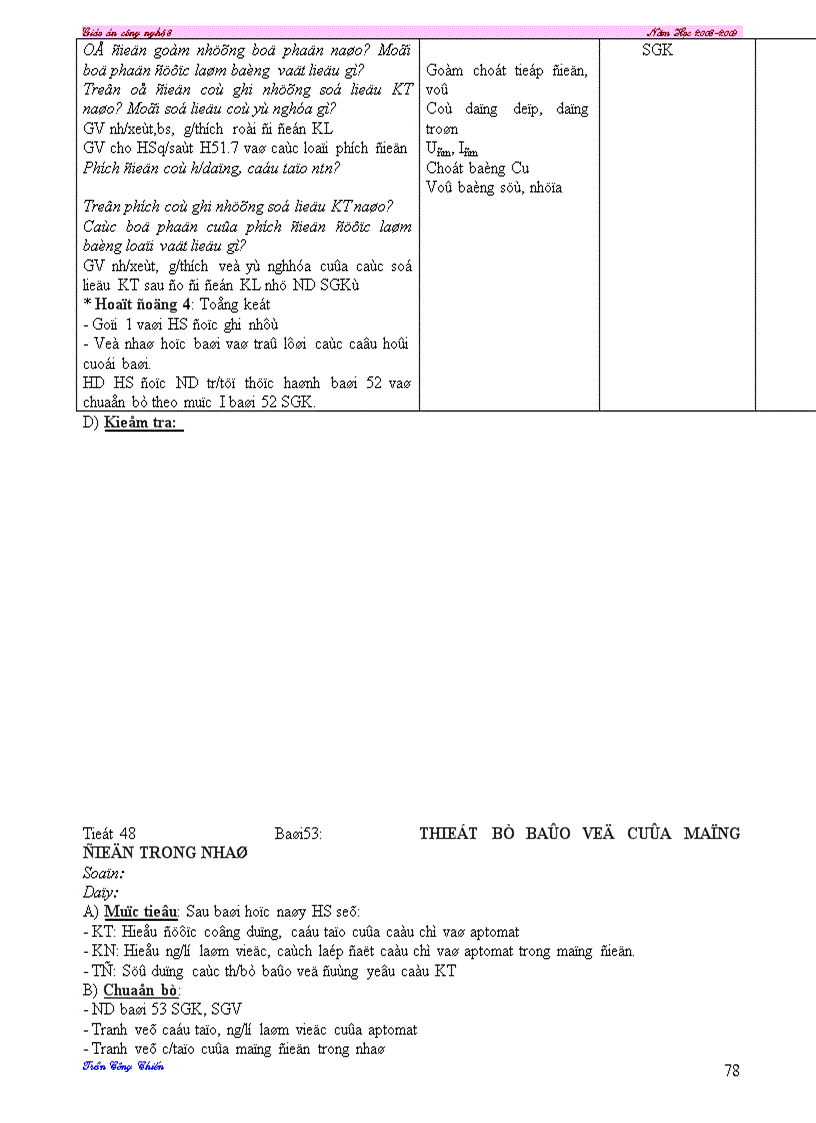 image for page Giáo án công nghệ 8 trọn bộ 08 09