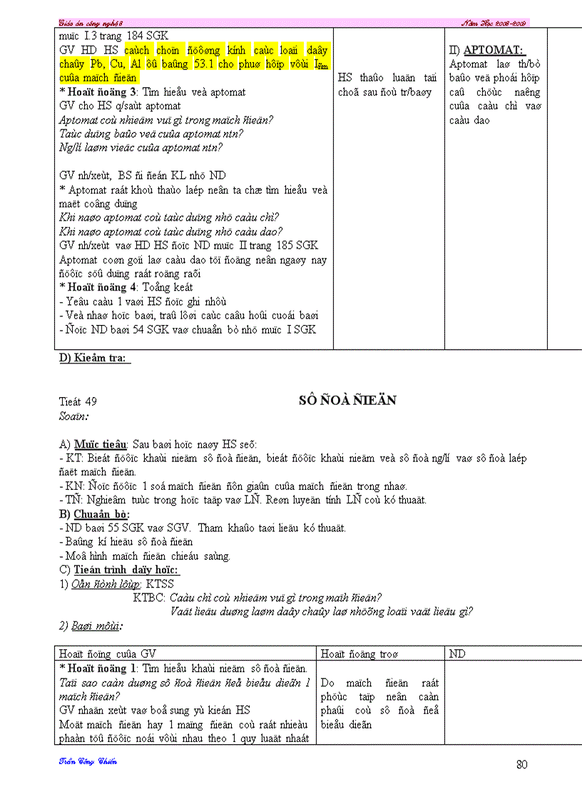 image for page Giáo án công nghệ 8 trọn bộ 08 09