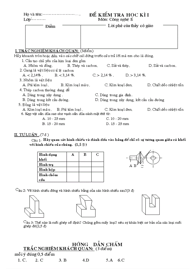 image for page Kiem tra hoc ki 1 cong nghe 8