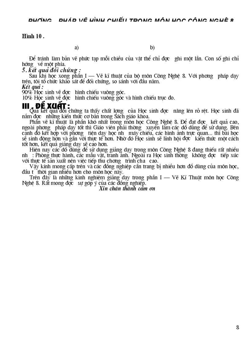 image for page Phương pháp vẽ hình chiếu trong công nghệ 8