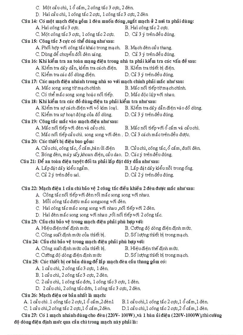 image for page 130 trắc nghiệm nghề điện dân dụng