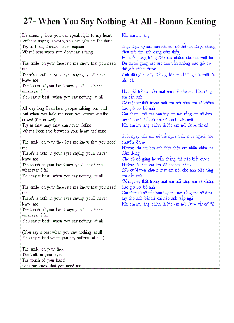 image for page Cac bai hat tieng anh hay nhan