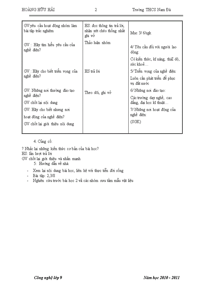 GA CN9 học kỳ I 10 11