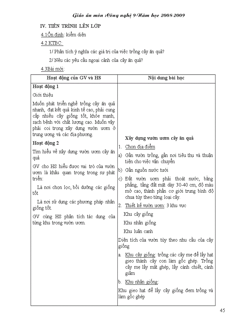 image for page Giáo án CN 9 mới nhất Trồng cây ăn quả