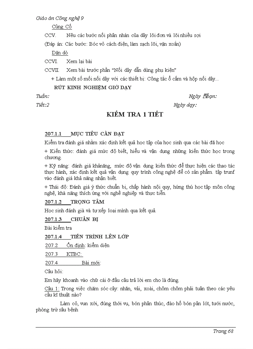 image for page Giáo án CN 9 mới nhất Trồng cây ăn quả