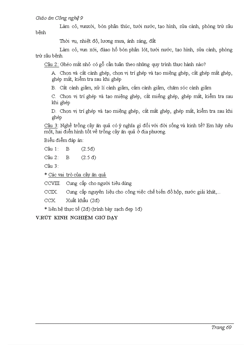 image for page Giáo án CN 9 mới nhất Trồng cây ăn quả