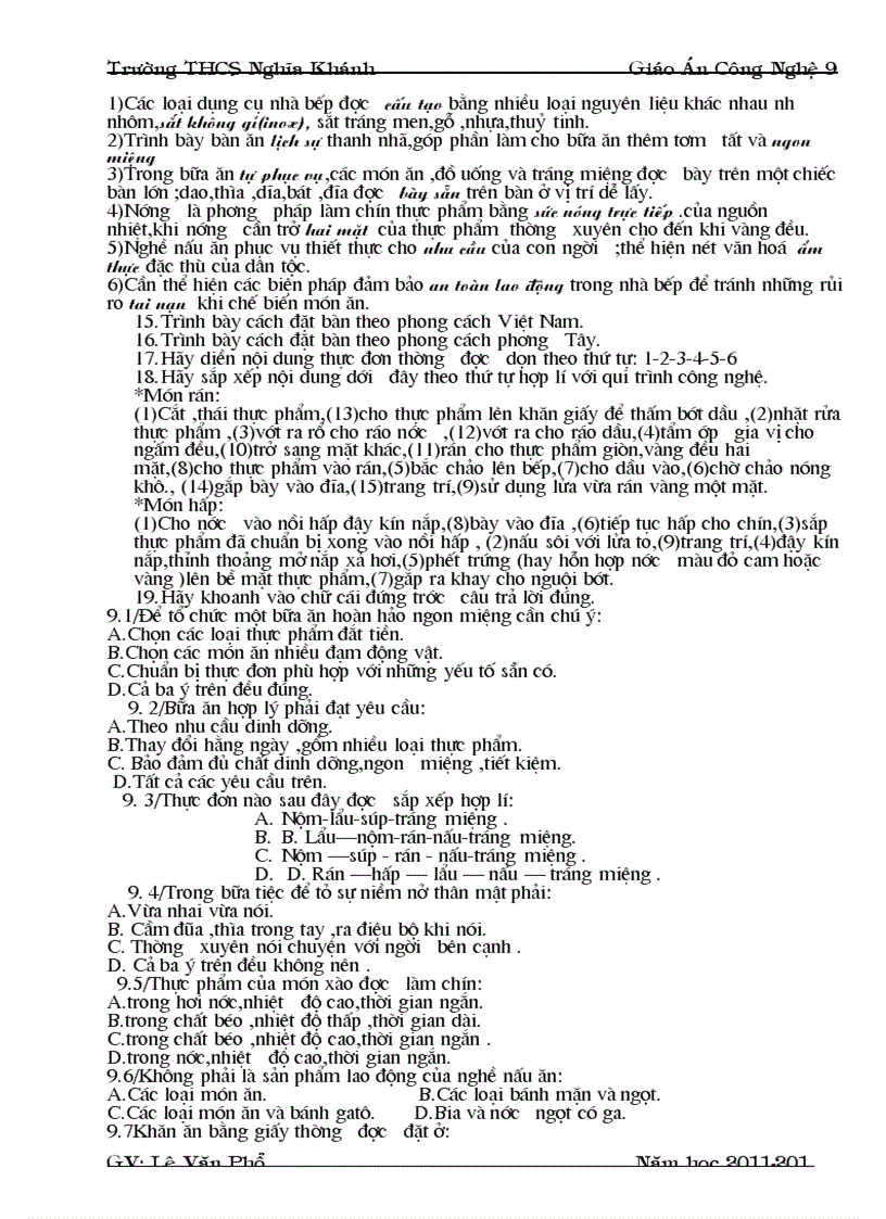 image for page Giao an CN nau an 9