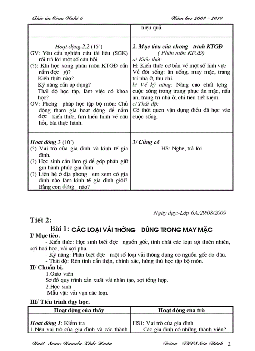 Giáo án Công nghệ 6 7 8 9