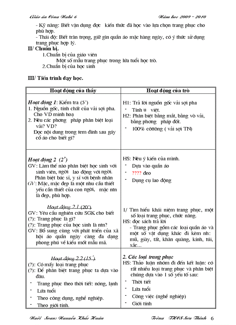 Giáo án Công nghệ 6 7 8 9