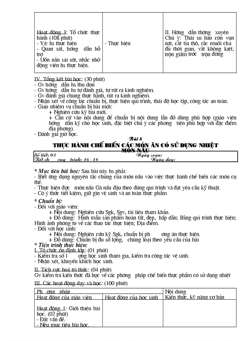 image for page Giáo án công nghệ 9 Nấu ăn 1