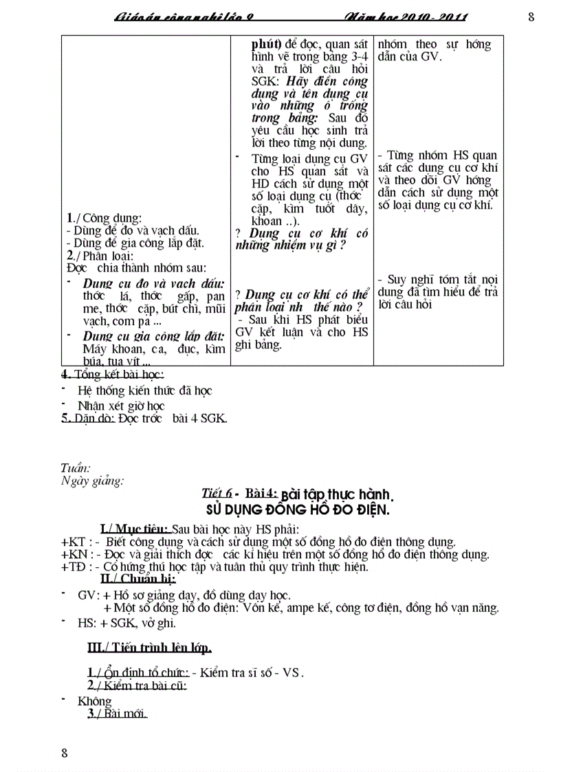 image for page Giao an Cong nghe 9 2010 2011 1