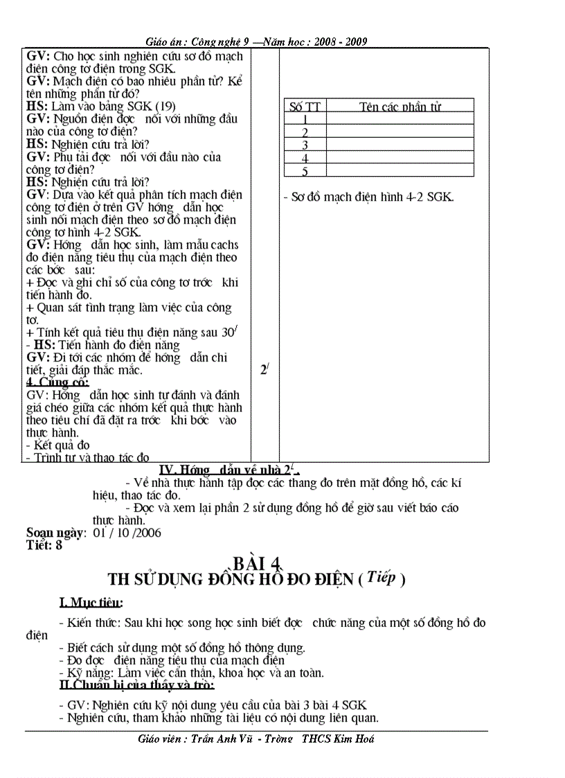 image for page Giáo án công nghệ 9 Lắp đặt mạng điện