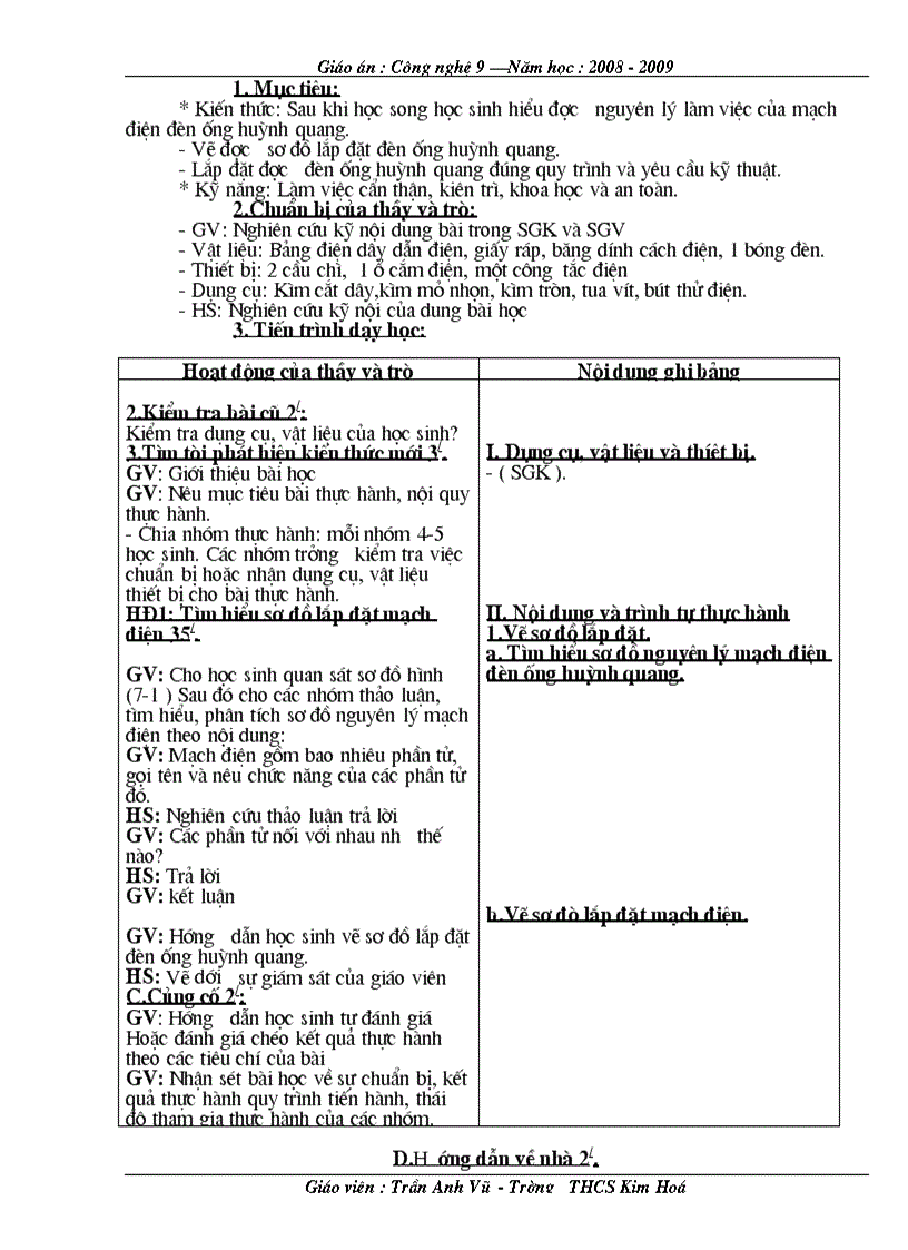 image for page Giáo án công nghệ 9 Lắp đặt mạng điện