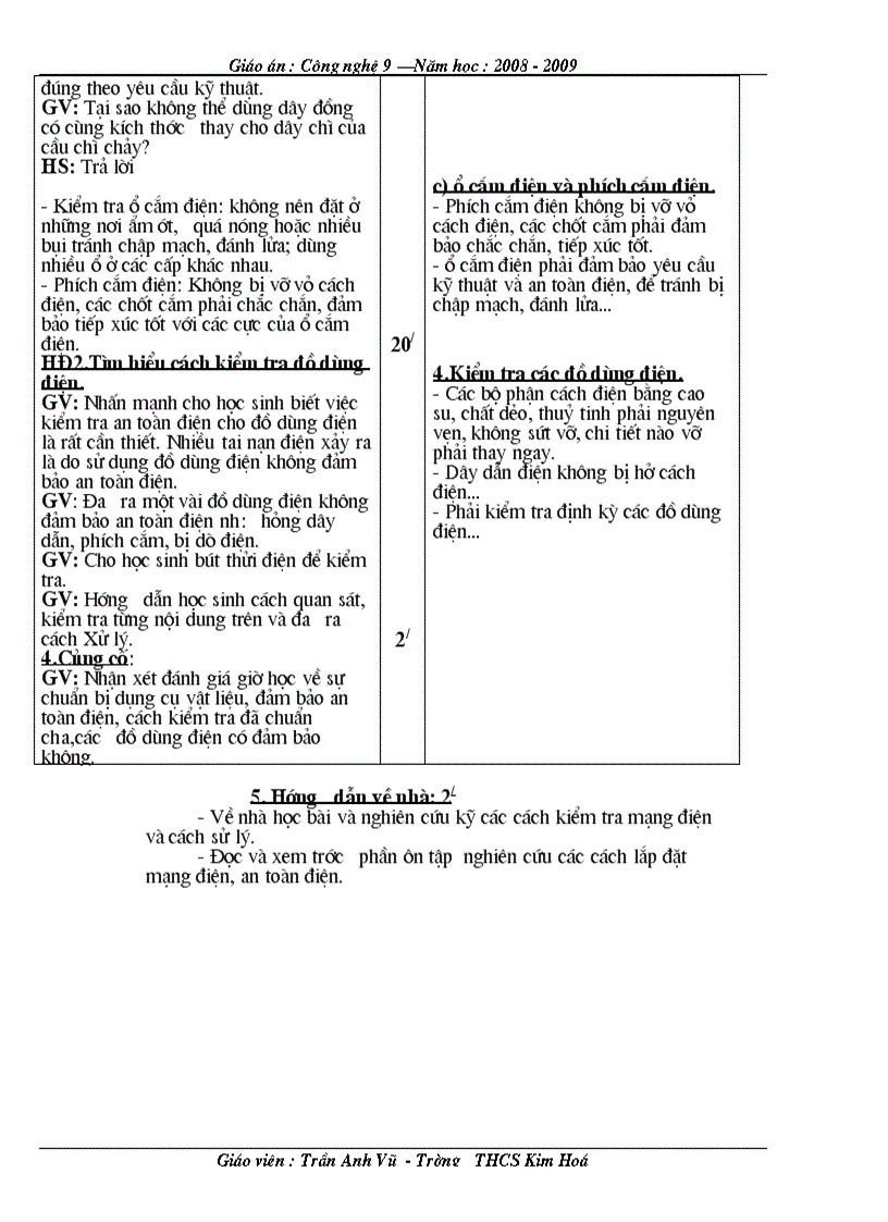 image for page Giáo án công nghệ 9 Lắp đặt mạng điện