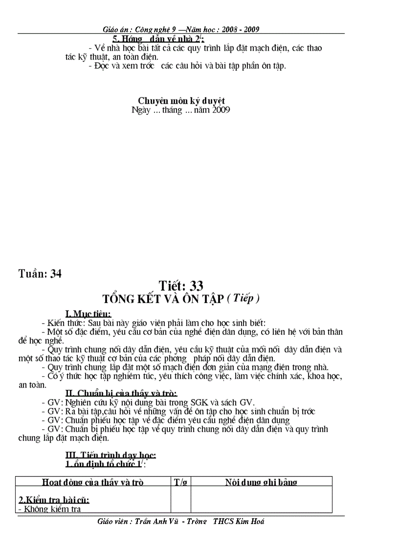 image for page Giáo án công nghệ 9 Lắp đặt mạng điện