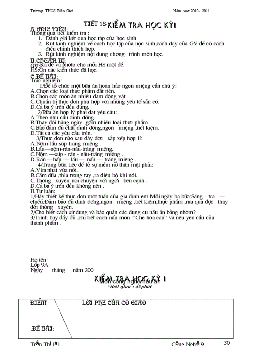 image for page Giáo án công nghệ nấu ăn 9