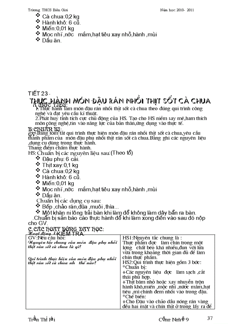 image for page Giáo án công nghệ nấu ăn 9