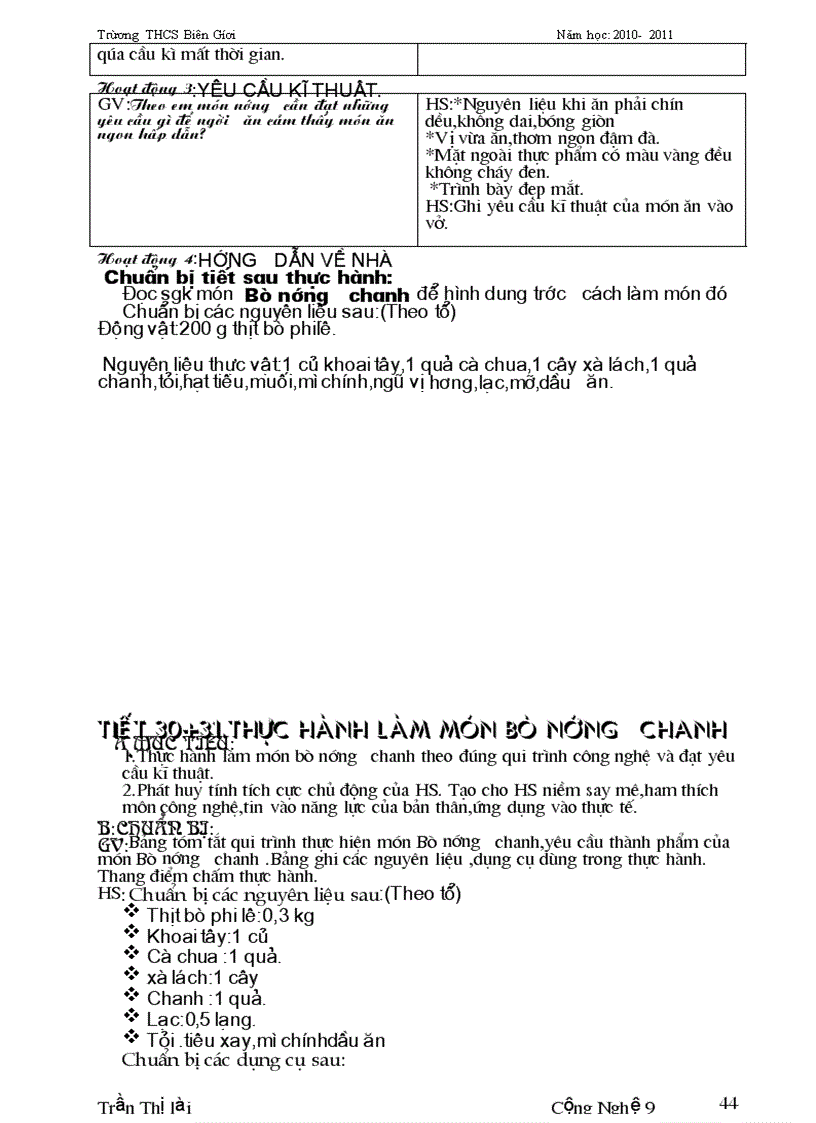 image for page Giáo án công nghệ nấu ăn 9