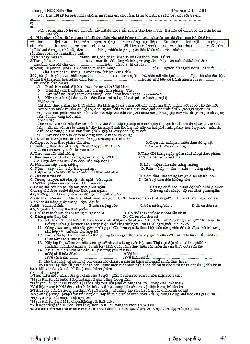 image for page Giáo án công nghệ nấu ăn 9