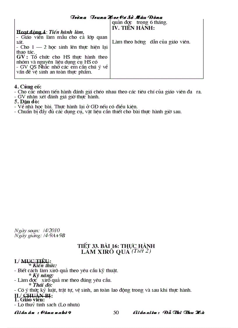 image for page Giáo án Công nghệ trồng cây ăn quả lớp 9