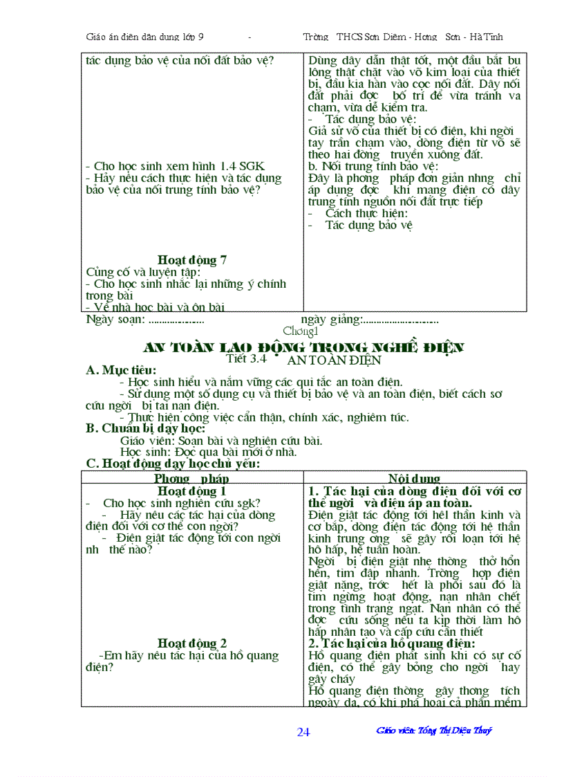 image for page Giáo án Điện dân dụng 9