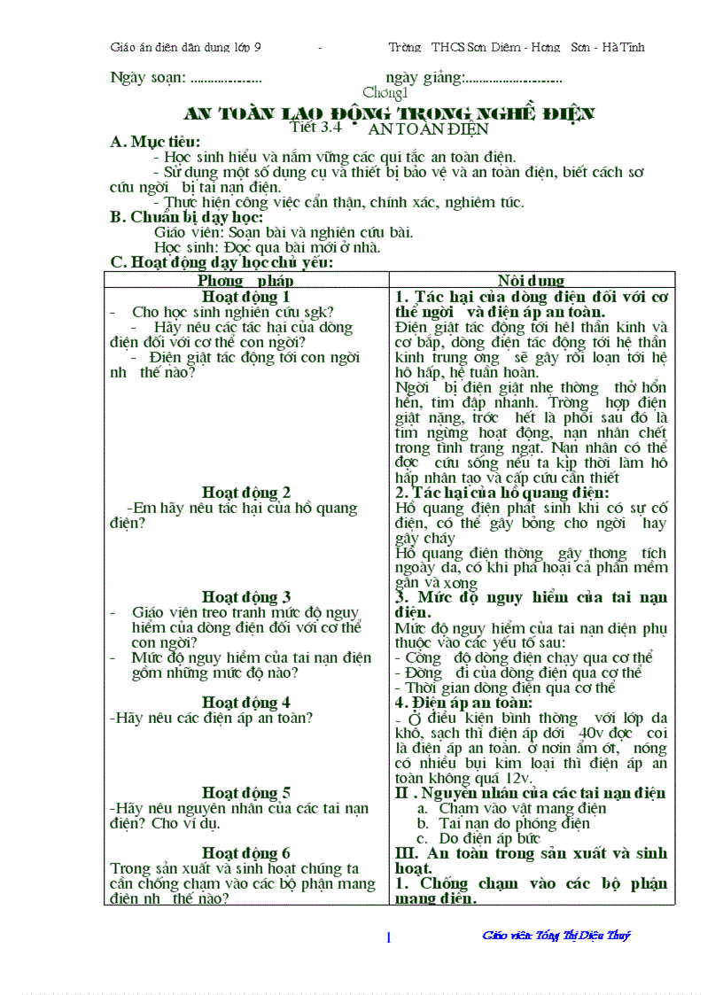 image for page Giáo án Điện dân dụng khối 9 tiết 1 12