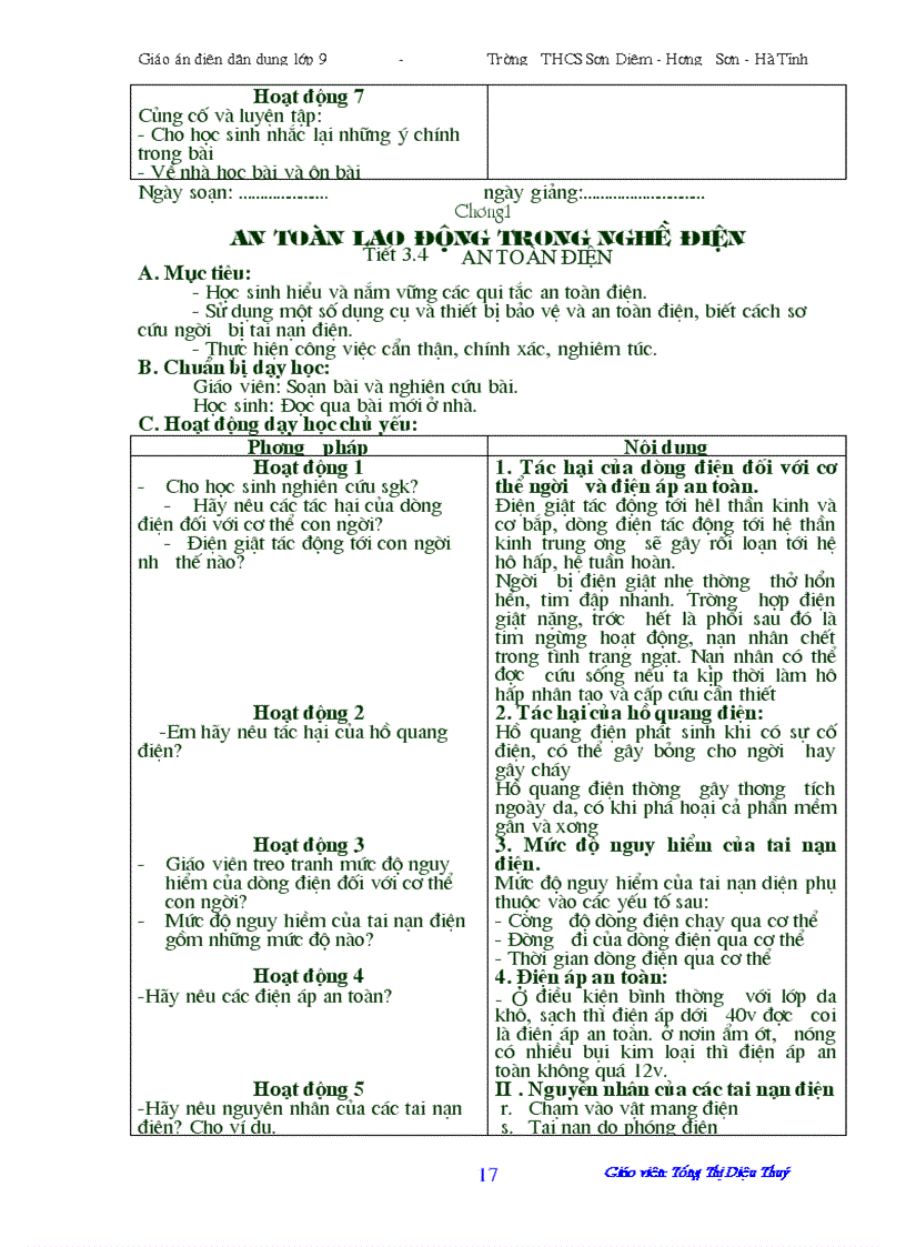 image for page Giáo án Điện dân dụng khối 9 tiết 1 12