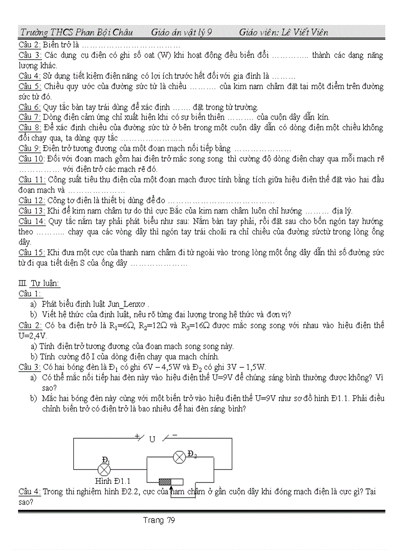 image for page Giáo án vật ly 9 có tích hợp Giáo dục bảo vệ môi trường