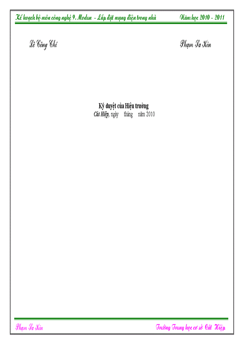 image for page Kế hoạch giảng dạy Công nghệ 9 Điện