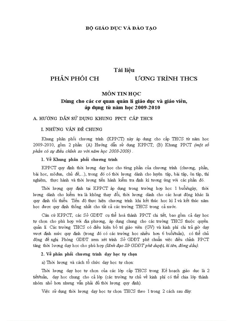 image for page Khung PPCT Tin hoc THCS Tu 09 10