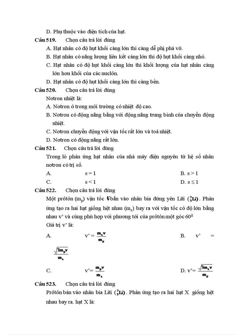 image for page 540 câu hỏi luyện thi DH môn Vật lí