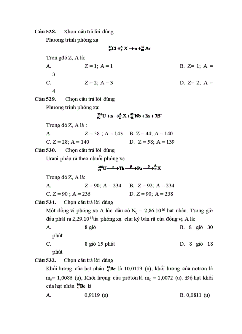 image for page 540 câu hỏi luyện thi DH môn Vật lí