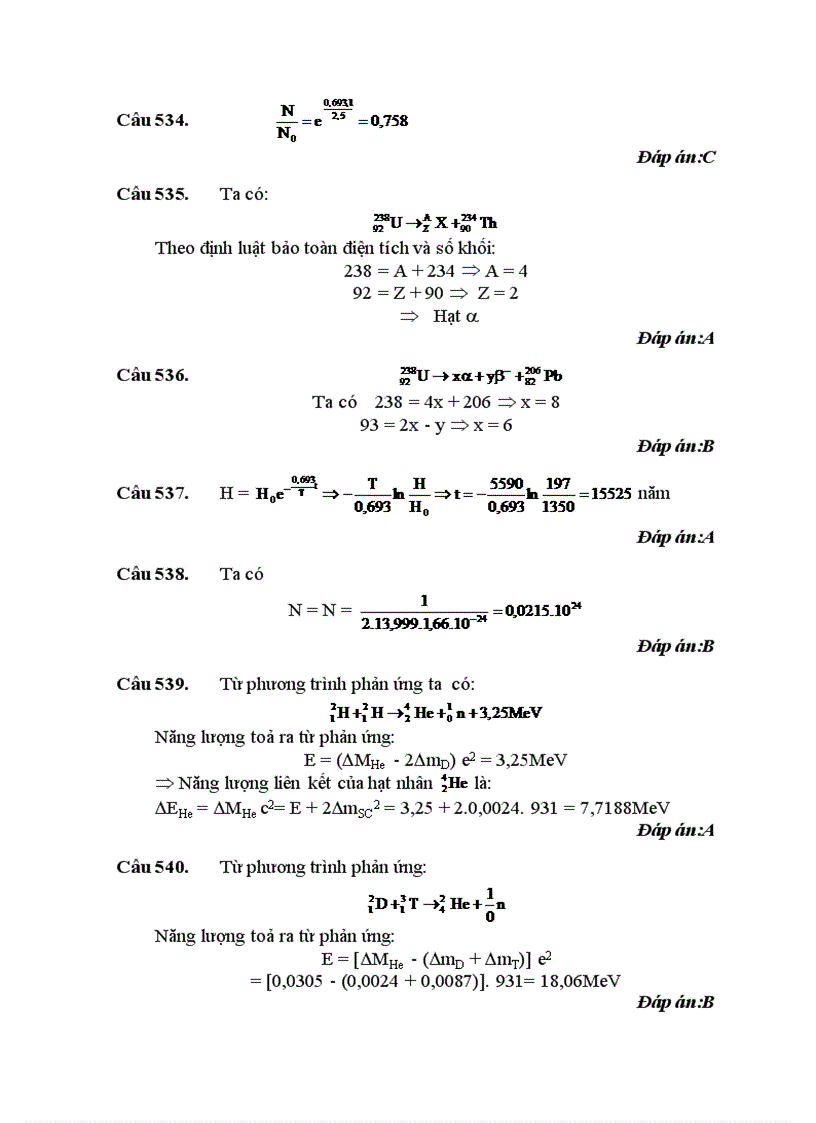 image for page 540 câu hỏi luyện thi DH môn Vật lí