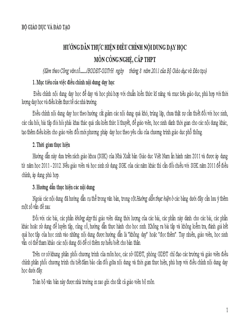 image for page Giảm tải chương trình môn Công nghệ THPT