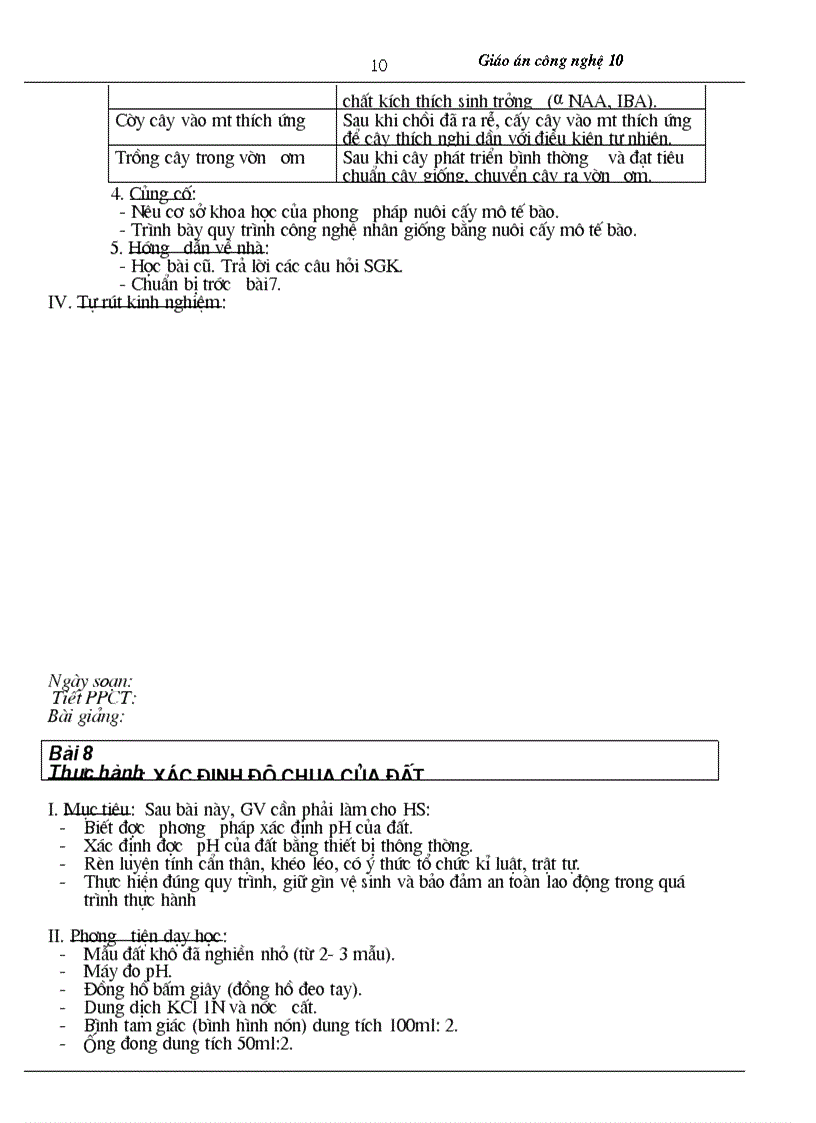 image for page Giáo án công nghệ 10 CB theo chuẩn kiến thức